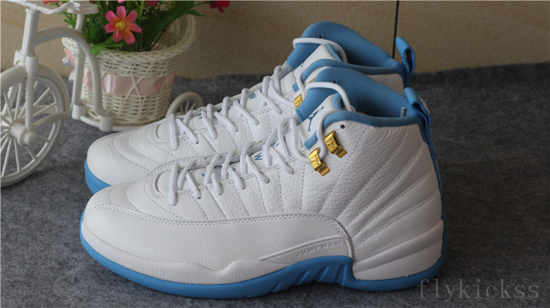 Authentic Air Jordan 12 Melo White University Blue